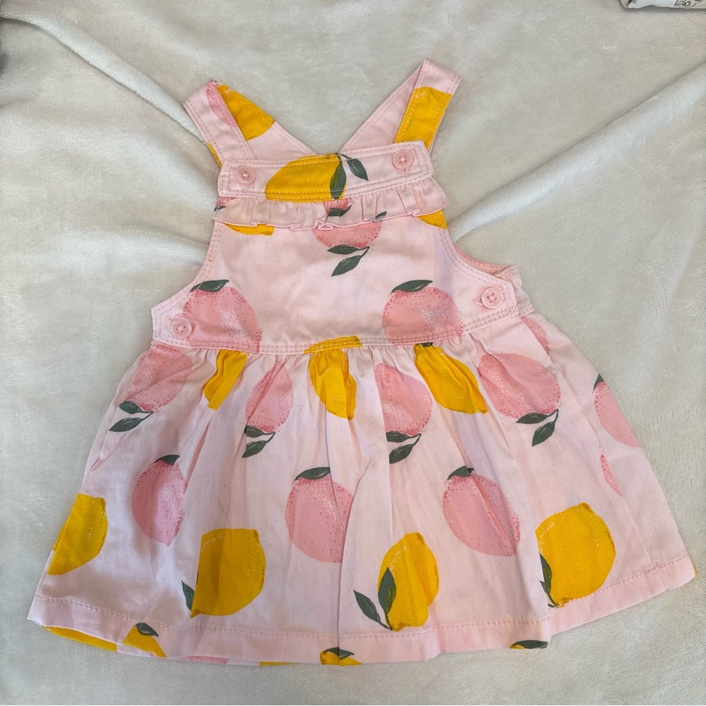 Carters overall dress pink with lemons 9 month baby girl